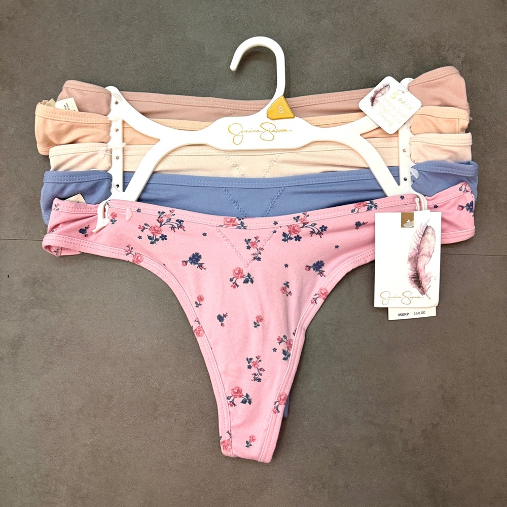 Jessica Simpson‎ Ultra Soft High Cut Thong Set - Pink, Blue, Beige